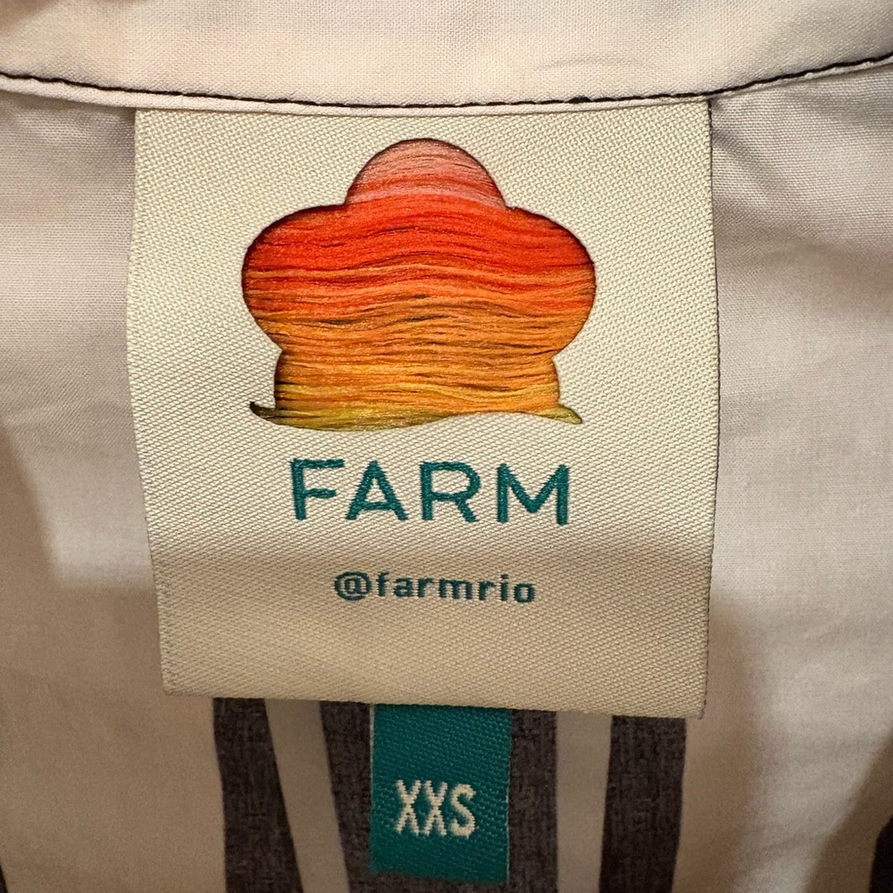 NWOT FARM Rio Mixed Stripes Black & White Short Sleeve Mini Dress Women’s XXS - Picture 10 of 16